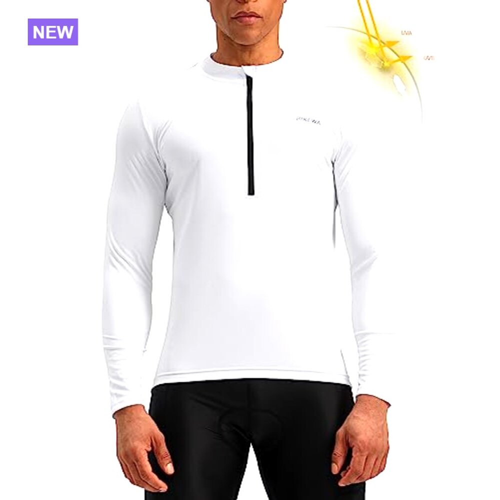 Long Sleeve Cycling Jersey with 4 Pockets UPF 50+ Moisture Wicking - Picture 2 of 6